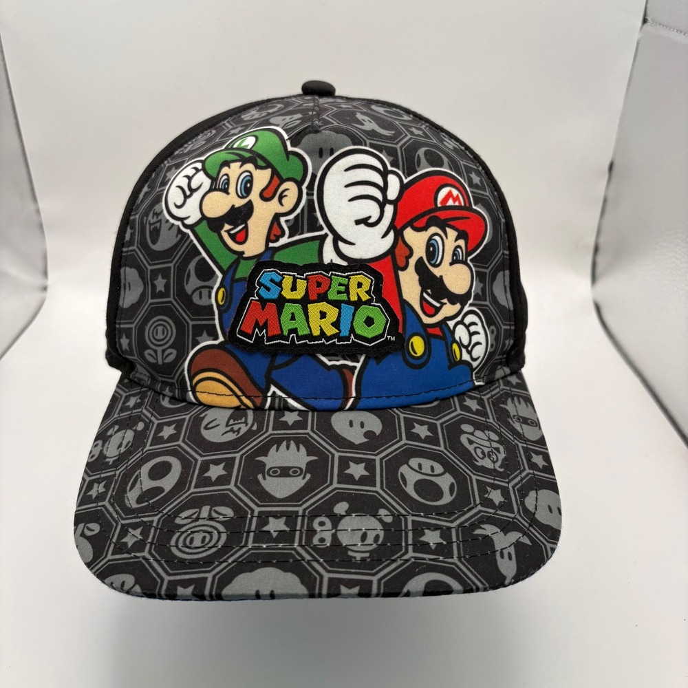Super‎ Mario Baseball Cap Black Green Red Mario Luigi Adjustable Snapback